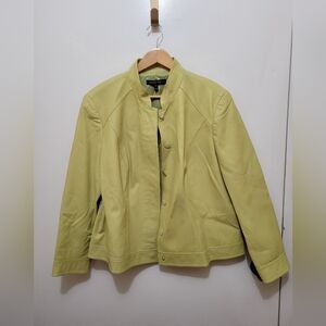 Lafayette 148 New York Lime Green Leather Jacket
